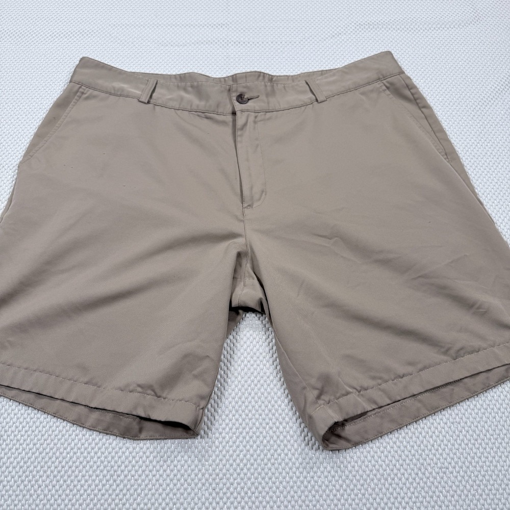 Adidas ClimaLite Men's Golf Shorts Size 40 Khaki Beige Flat Front Polyester